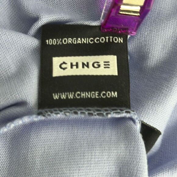 NWT CHNGE Blue Cream 100% Organic Cotton Short Sleeve Crop T-Shirt Small - Picture 6 of 8